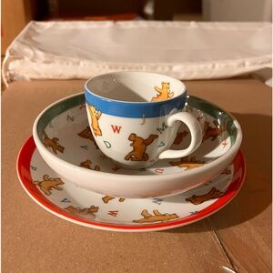 Tiffany & Co ABC Bears 3 Piece Baby China Dish Set